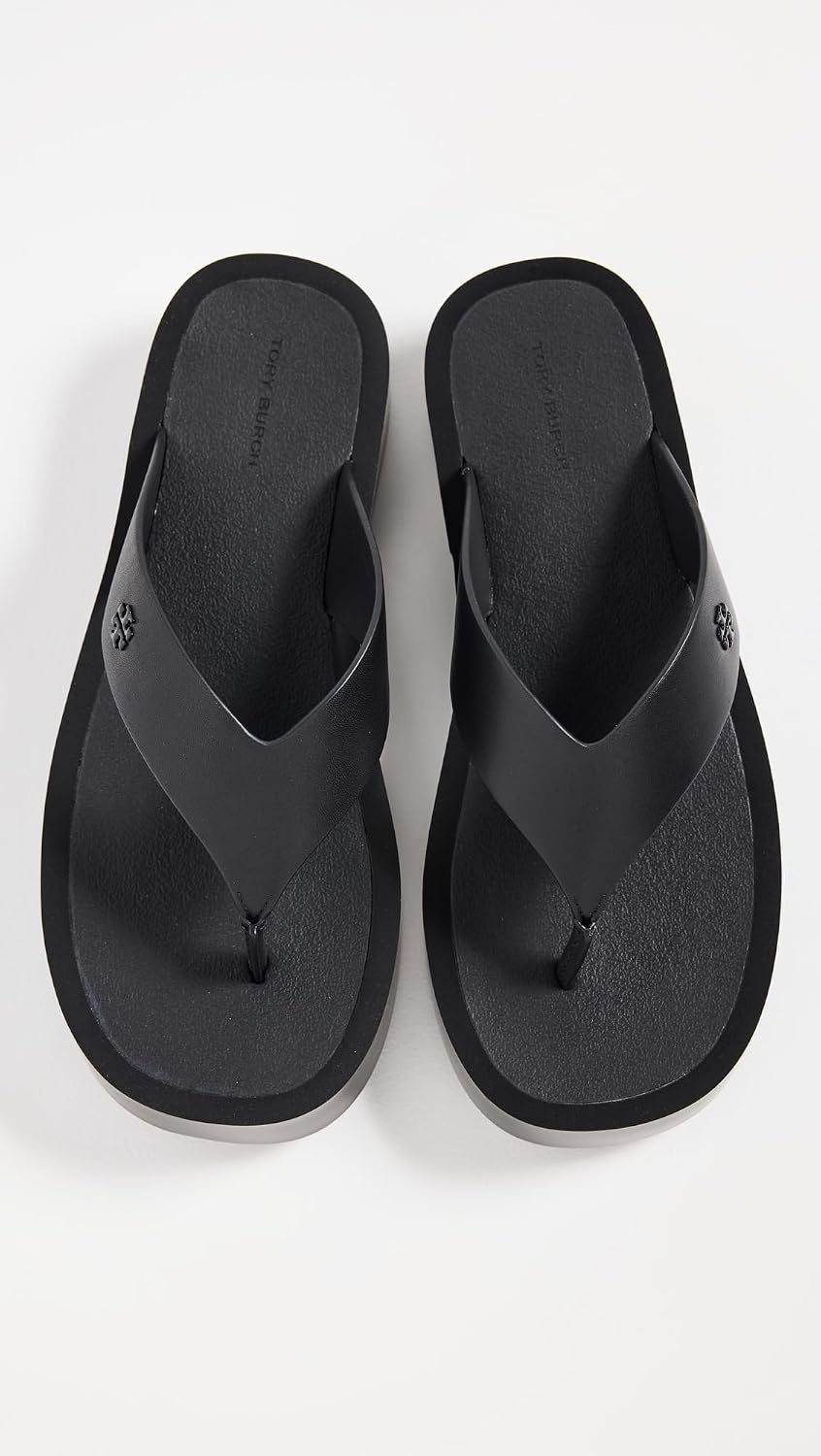 image:imageTory Burch Womens Leather Platform Flip FlopsBlackBlack