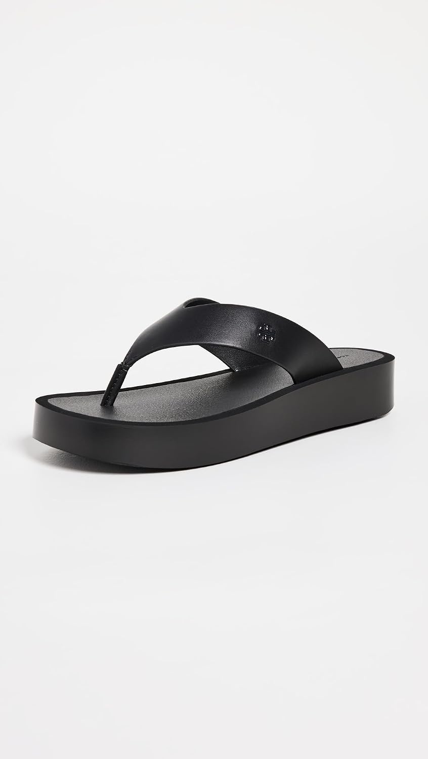 image:imageTory Burch Womens Leather Platform Flip FlopsBlackBlack