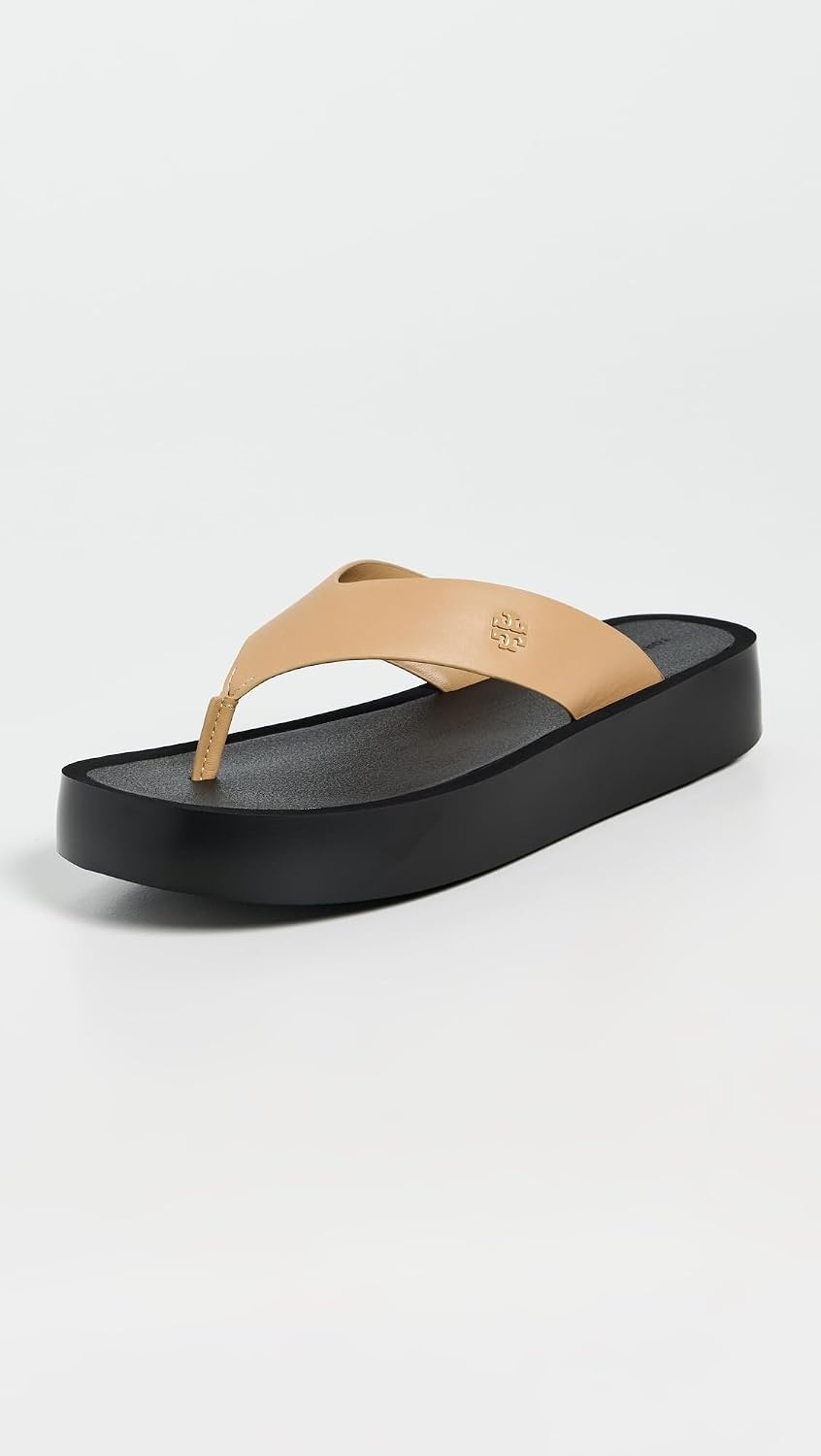 image:imageTory Burch Womens Leather Platform Flip FlopsGinger ShortbreadBlack