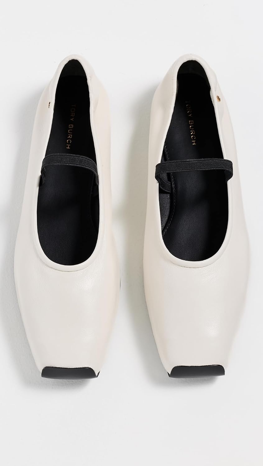 image:imageTory Burch Womens Mary Jane Ballet FlatsNew IvoryPerfect Black