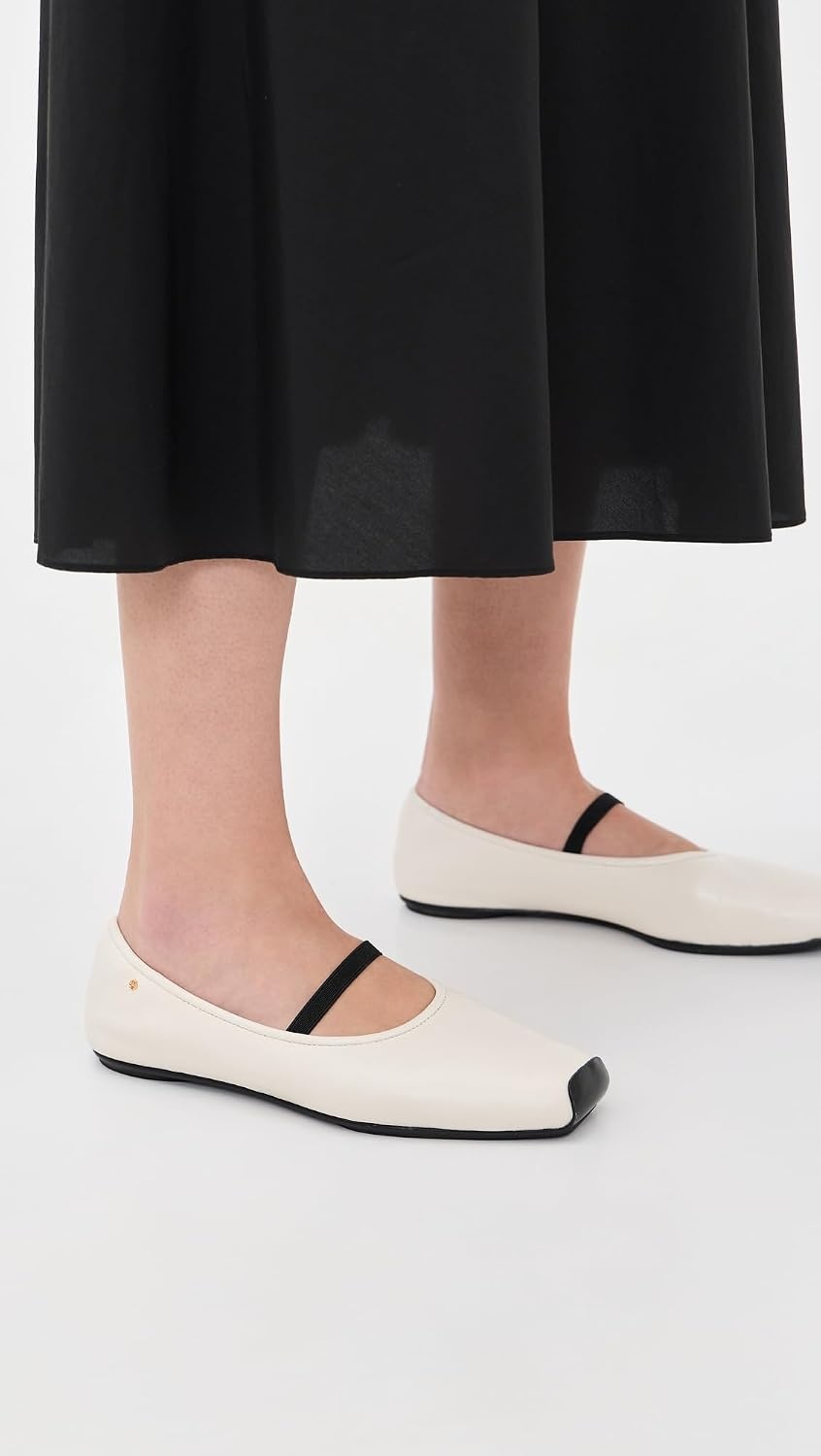 image:imageTory Burch Womens Mary Jane Ballet FlatsNew IvoryPerfect Black