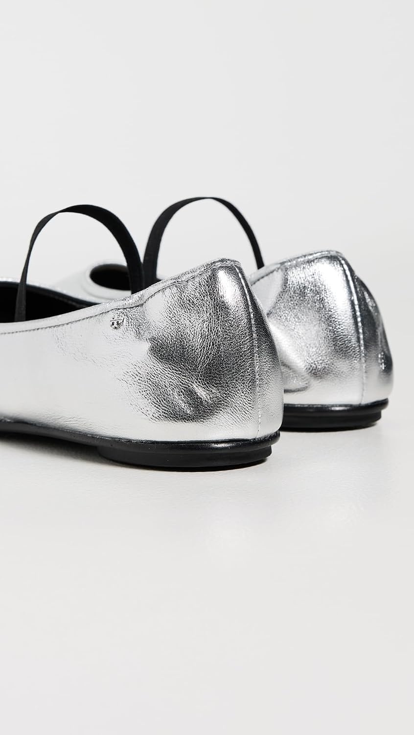 image:imageTory Burch Womens Mary Jane Ballet FlatsSilverPerfect Black