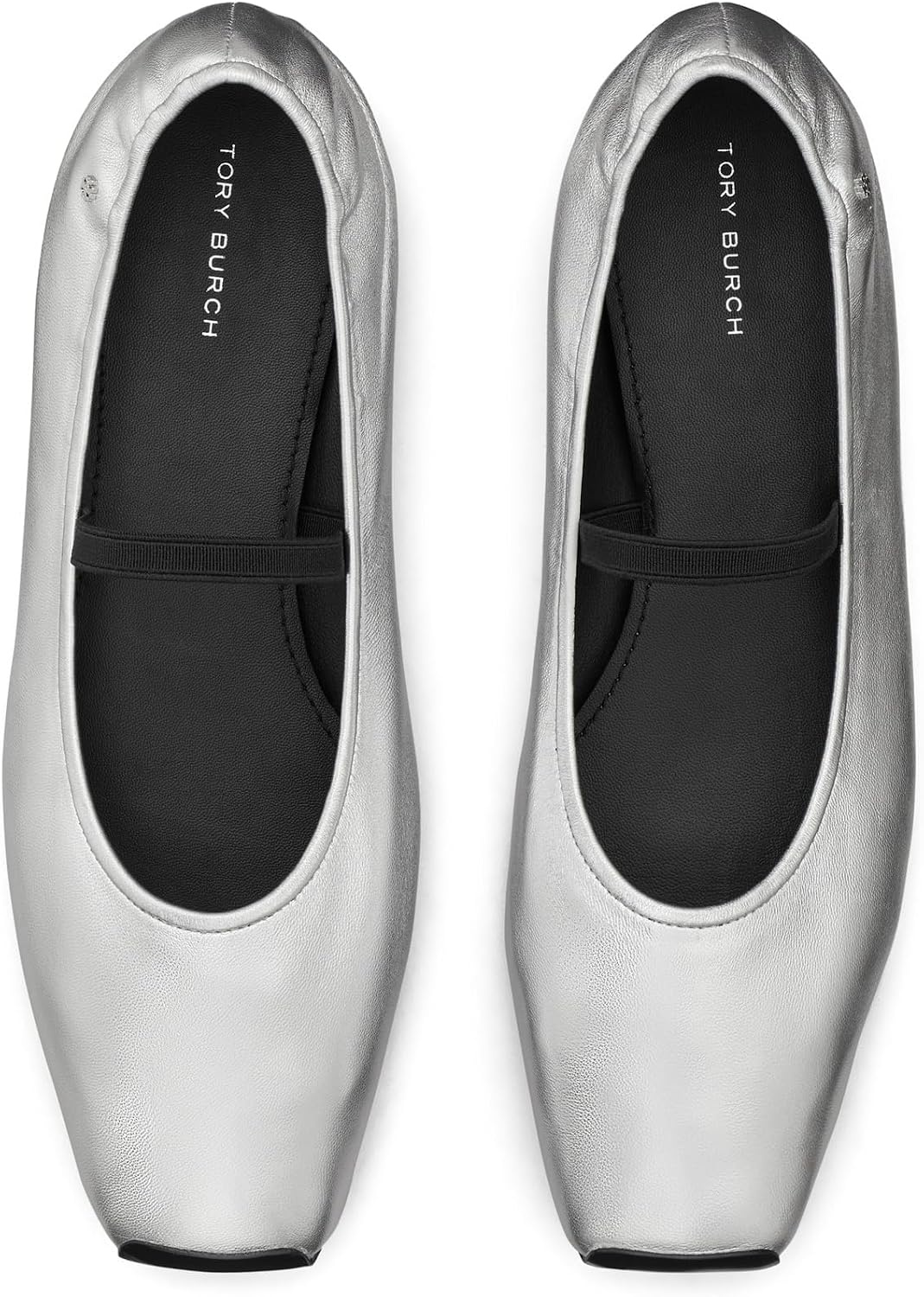 image:imageTory Burch Womens Mary Jane Ballet FlatsSilverPerfect Black