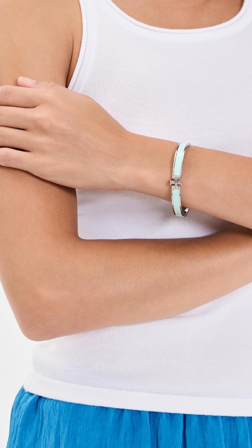 image:imageTory Burch Womens Medium Icon Enamel BraceletTory SilverChill Mint