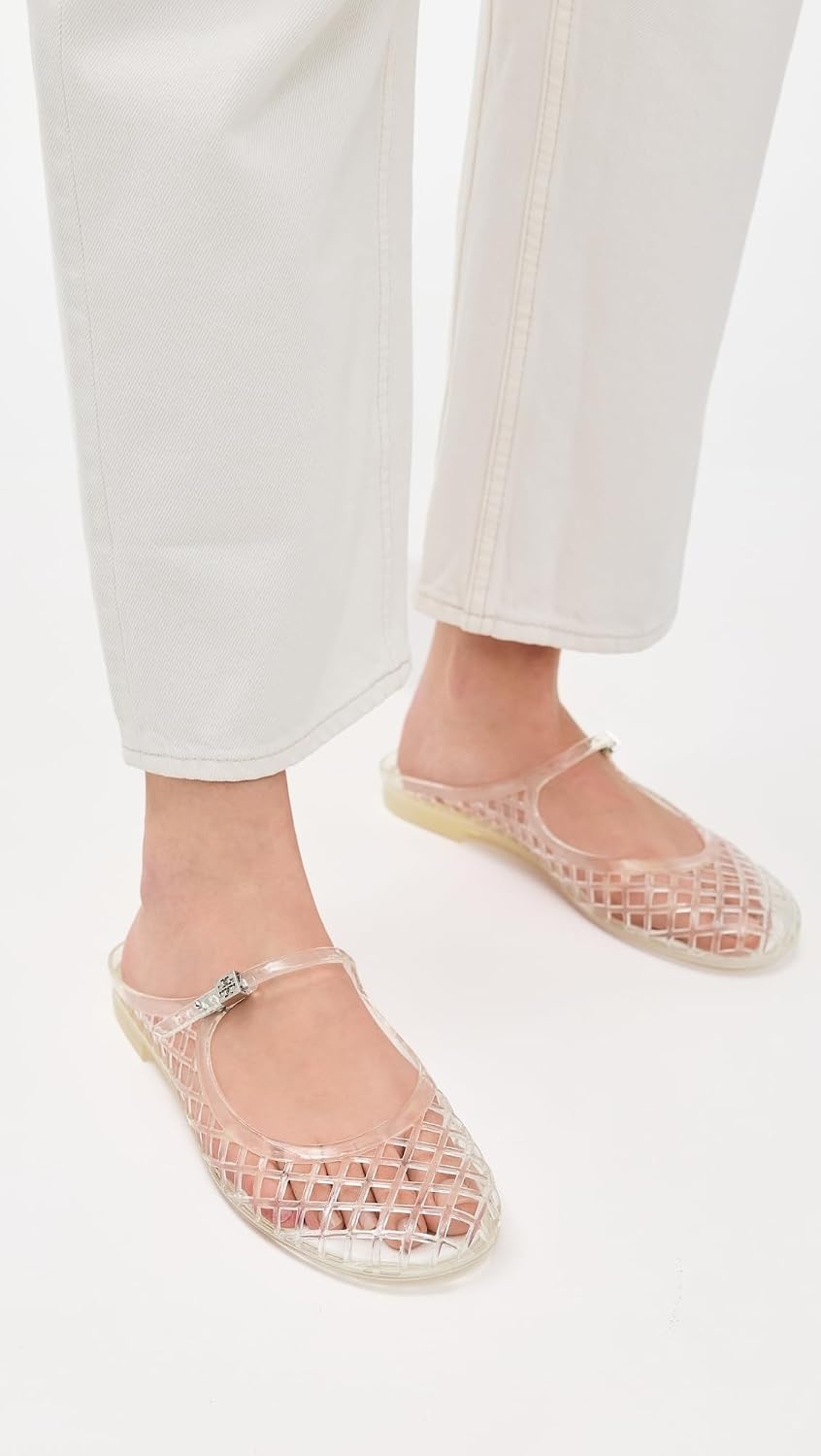 image:imageTory Burch Womens Mellow Mary Jane Jelly FlatsClearSilver