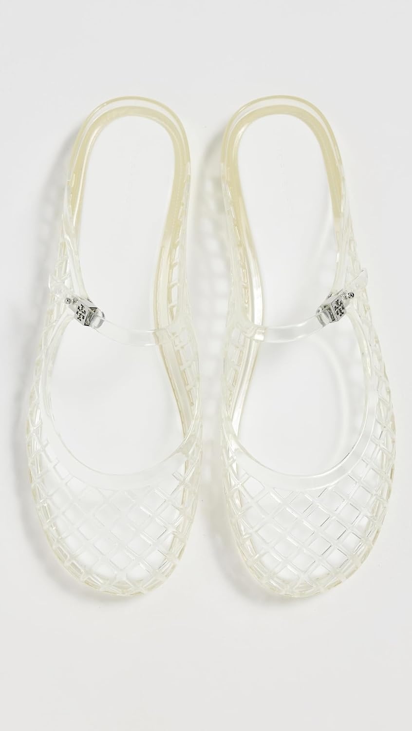 image:imageTory Burch Womens Mellow Mary Jane Jelly FlatsClearSilver