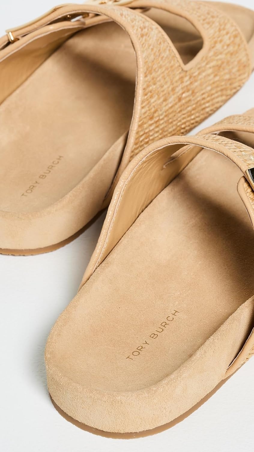 image:imageTory Burch Womens Mellow Raffia SlidesHavana SandLight Teak