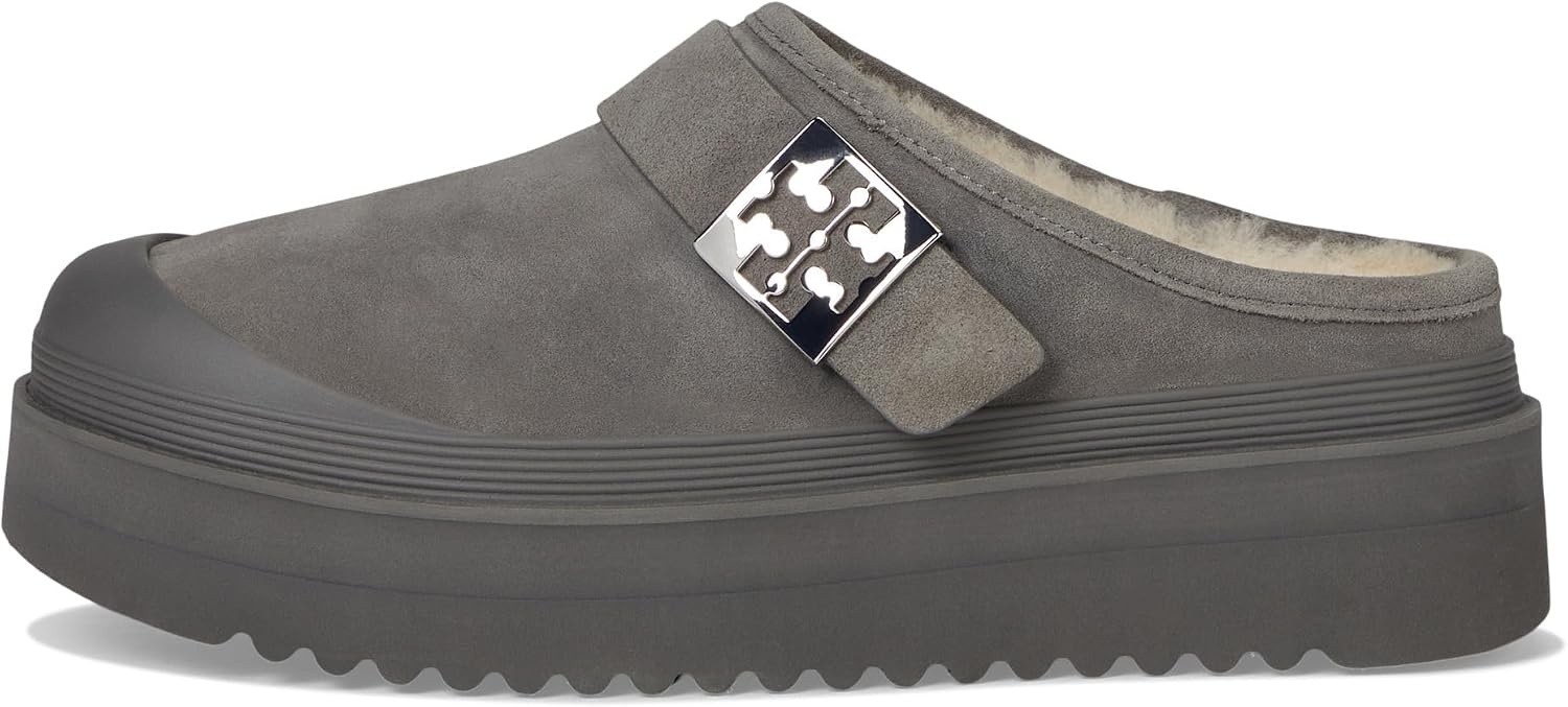image:imageTory Burch Womens Mellow Shearling Platform MulesCharcoal GraySilver