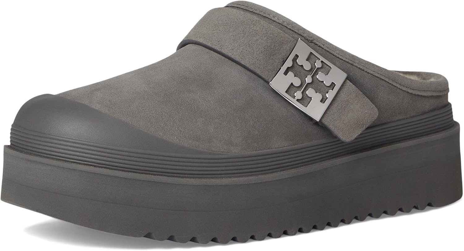 image:imageTory Burch Womens Mellow Shearling Platform MulesCharcoal GraySilver