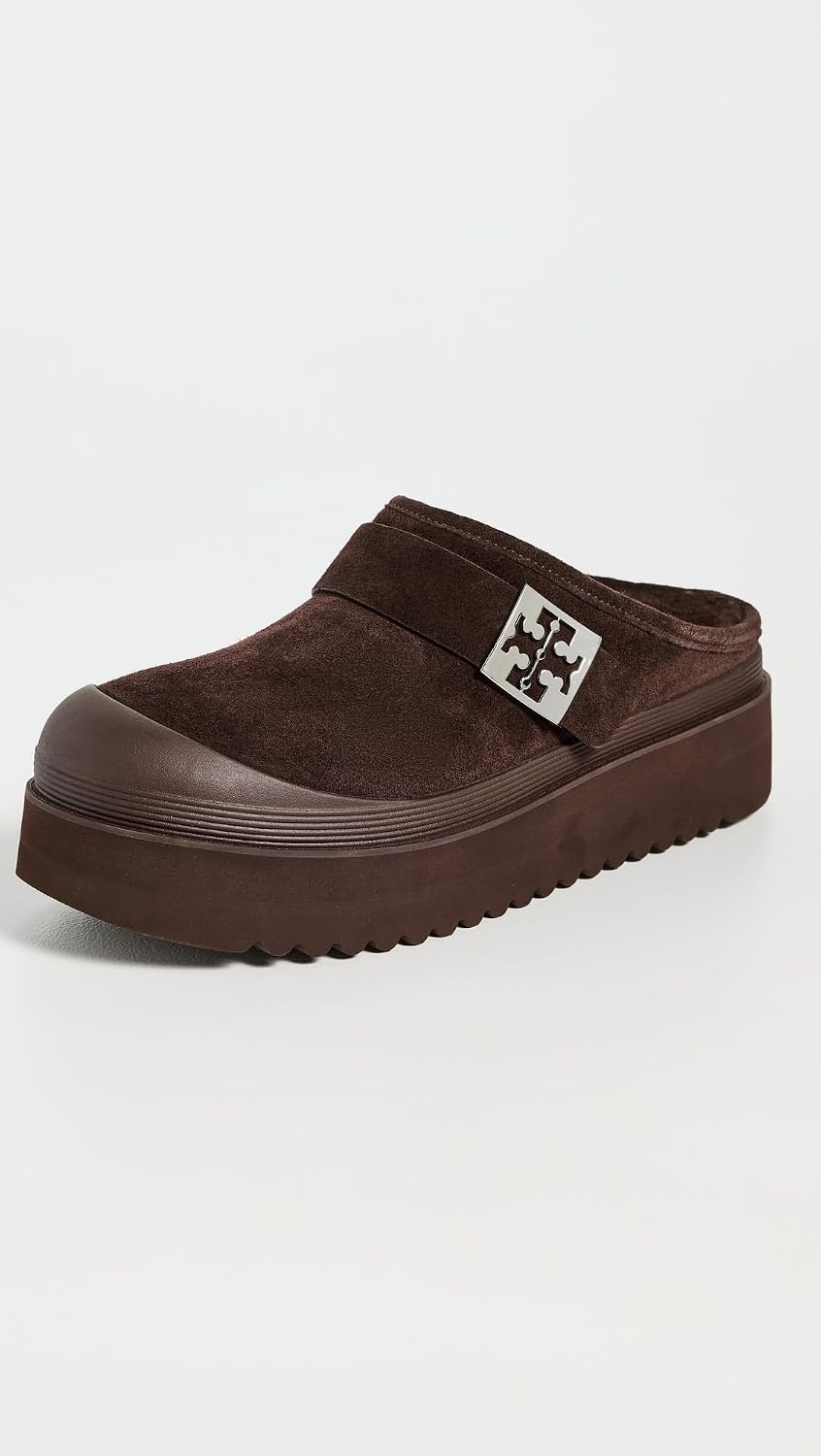 image:imageTory Burch Womens Mellow Shearling Platform MulesDark Cocoa TmonoSilver