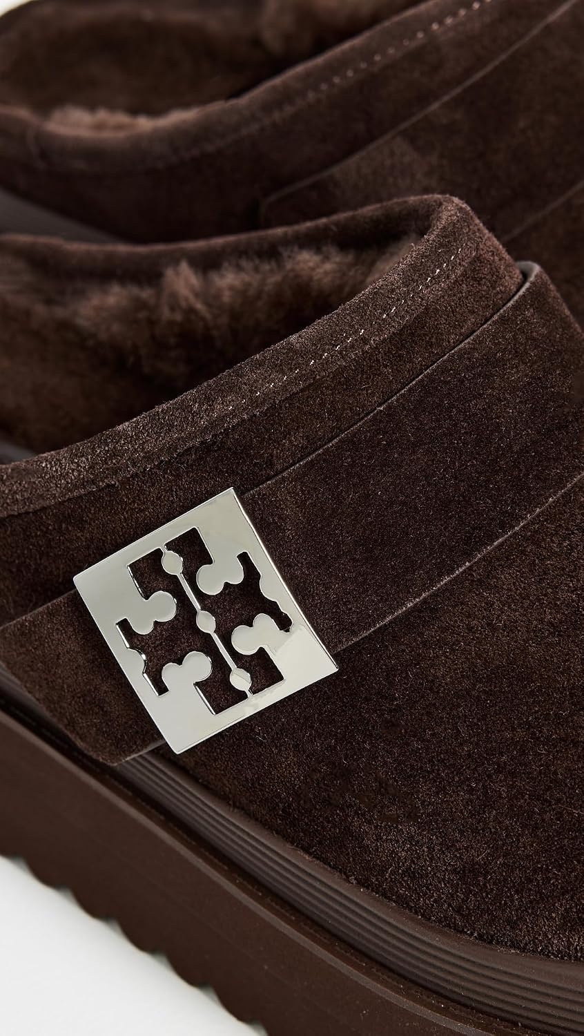 image:imageTory Burch Womens Mellow Shearling Platform MulesDark Cocoa TmonoSilver