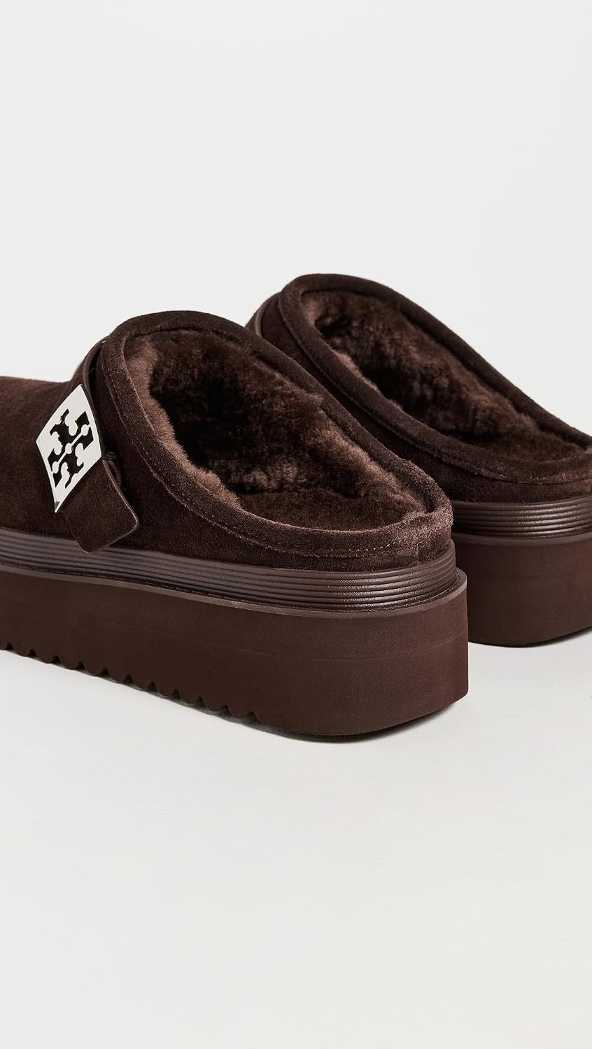 image:imageTory Burch Womens Mellow Shearling Platform MulesDark Cocoa TmonoSilver