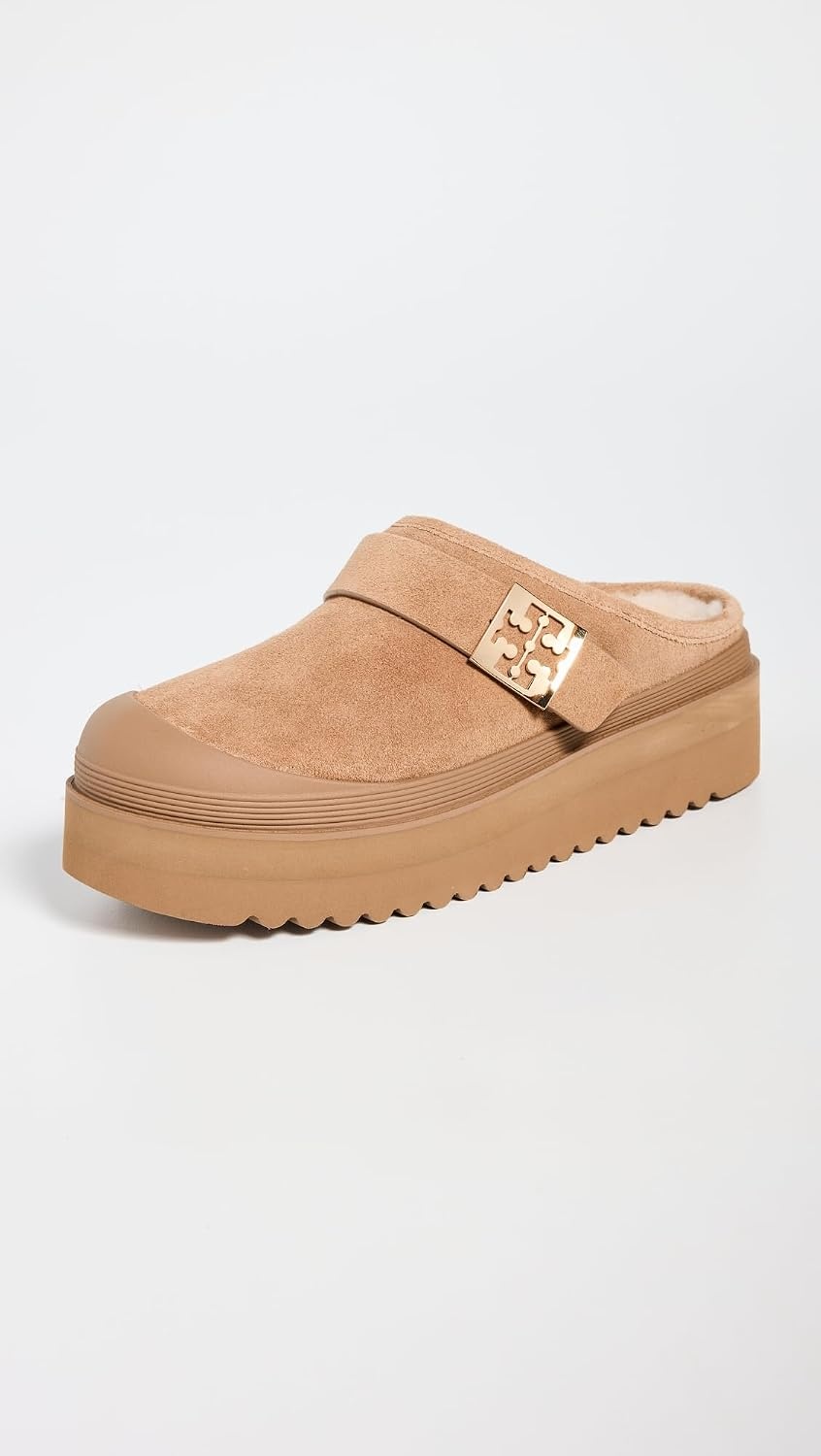 image:imageTory Burch Womens Mellow Shearling Platform MulesLight ChestnutGold