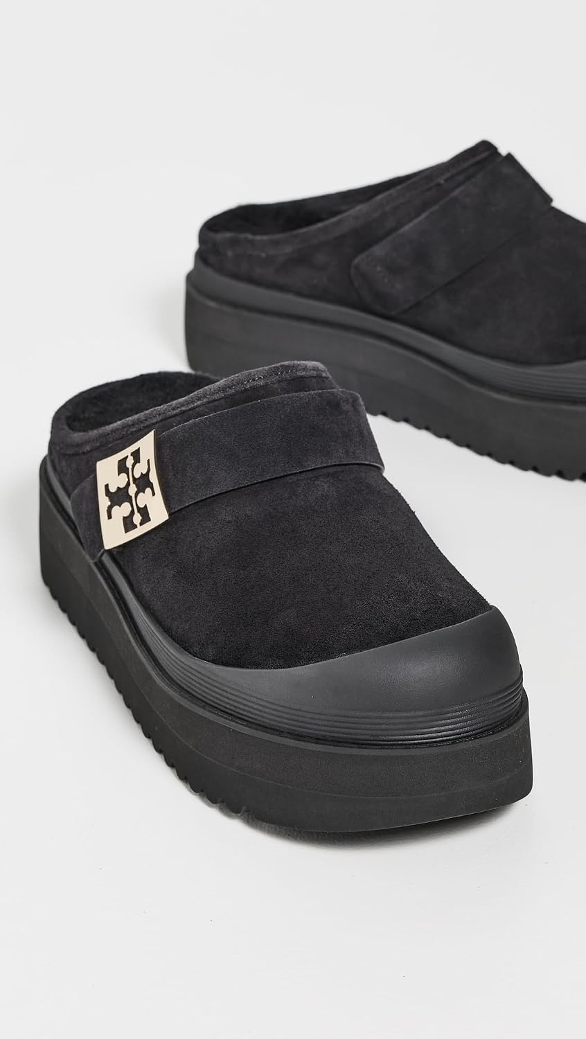 image:imageTory Burch Womens Mellow Shearling Platform MulesPerfect BlackGold