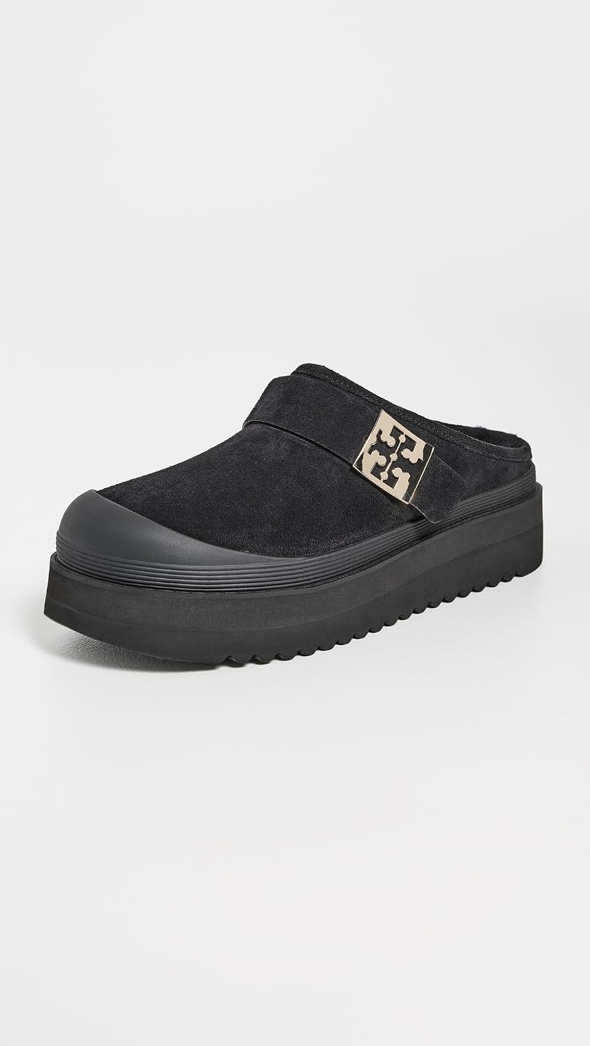 image:imageTory Burch Womens Mellow Shearling Platform MulesPerfect BlackGold