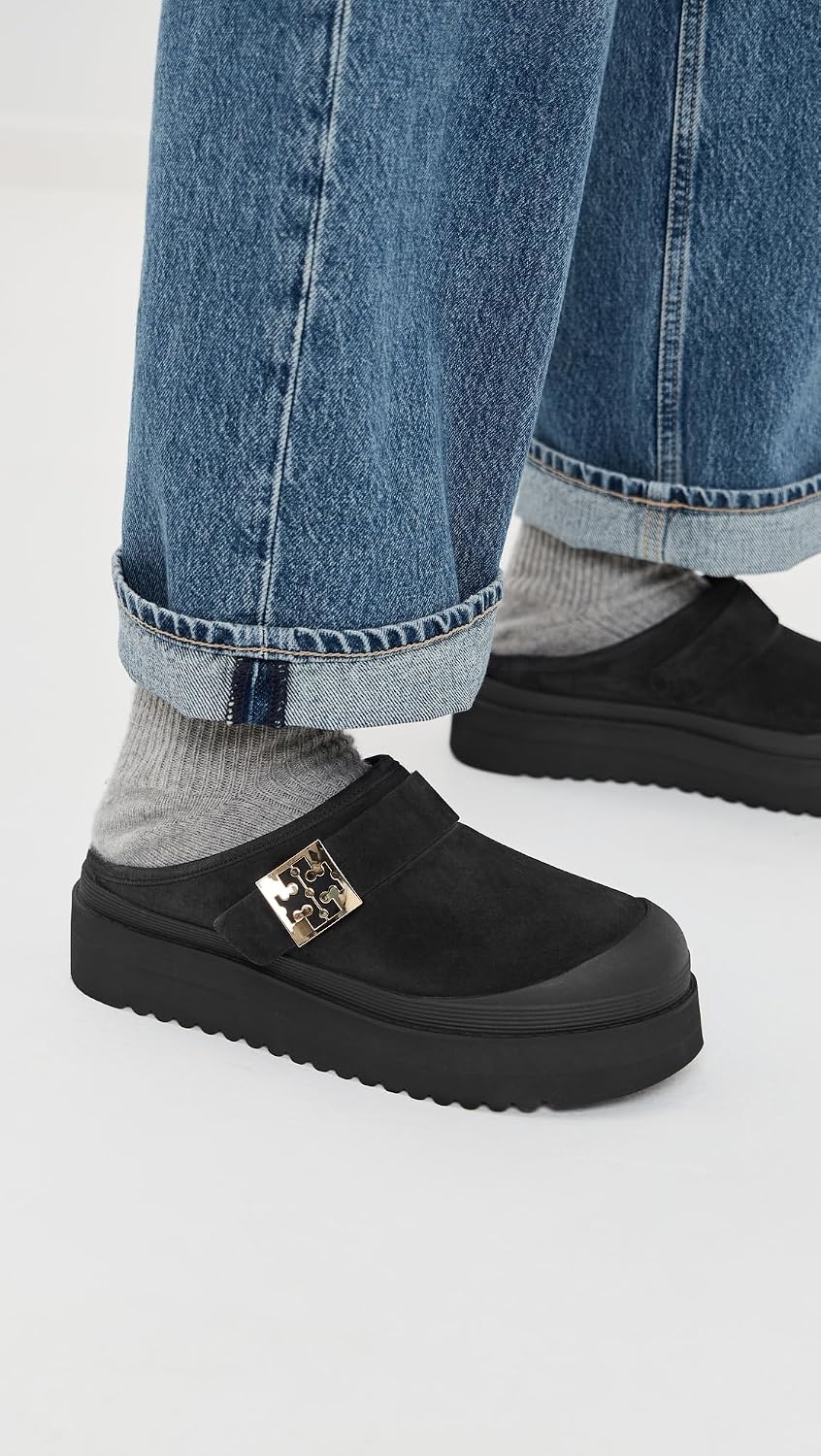 image:imageTory Burch Womens Mellow Shearling Platform MulesPerfect BlackGold