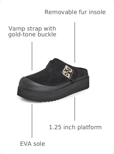 image:imageTory Burch Womens Mellow Shearling Platform MulesPerfect BlackGold