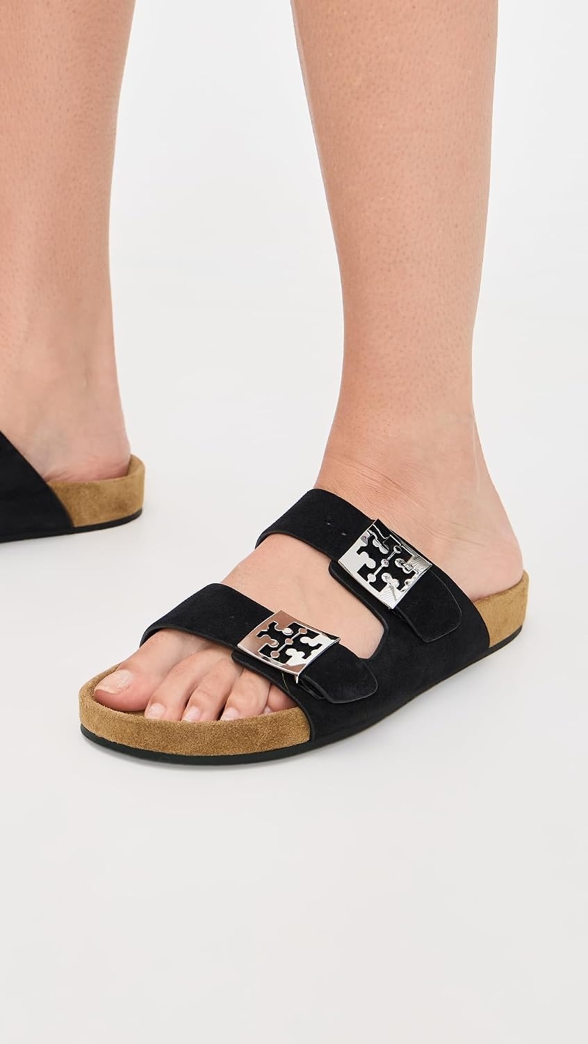 image:imageTory Burch Womens Mellow SlidesPerfect BlackLight Teak