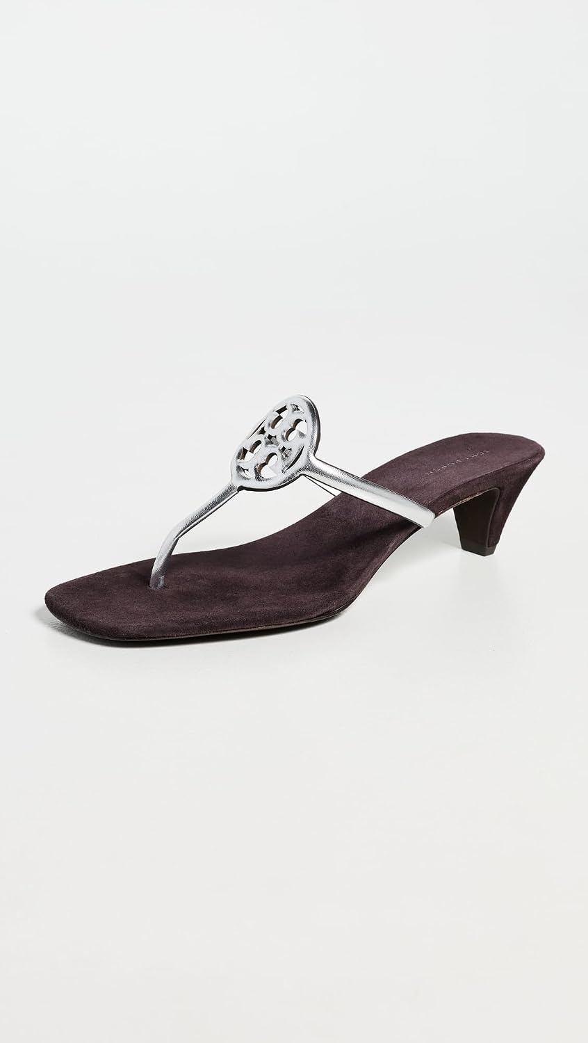 image:imageTory Burch Womens Miller Capri Kitten HeelsSilverCocoa