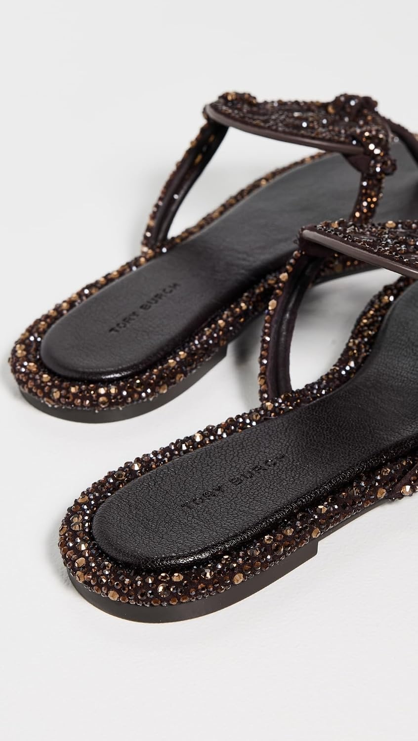 image:imageTory Burch Womens Miller Knotted Crystal Sandals Cocoa 8 Medium US