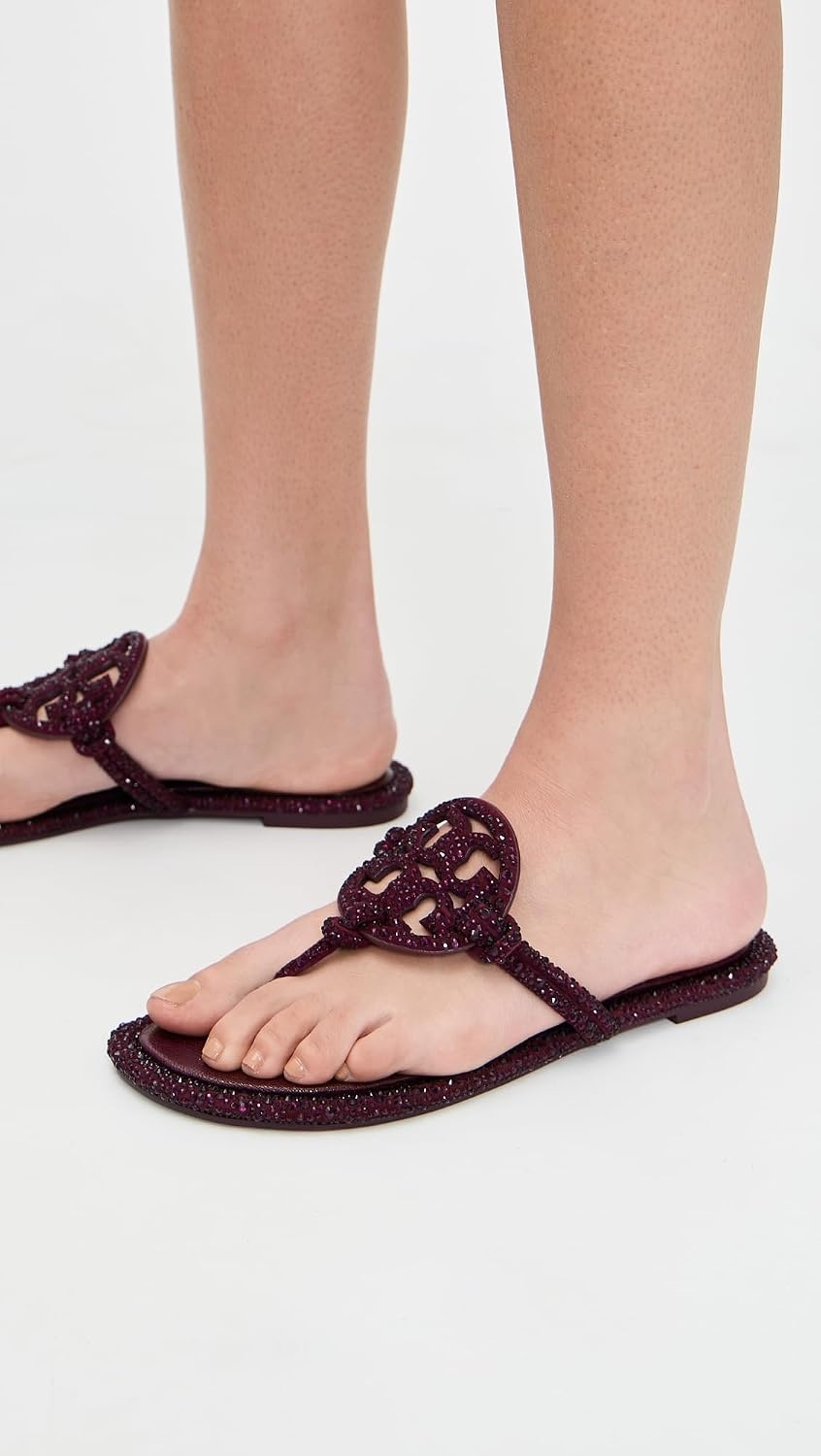 image:imageTory Burch Womens Miller Knotted Pave SandalsDark CarmineBurgundy