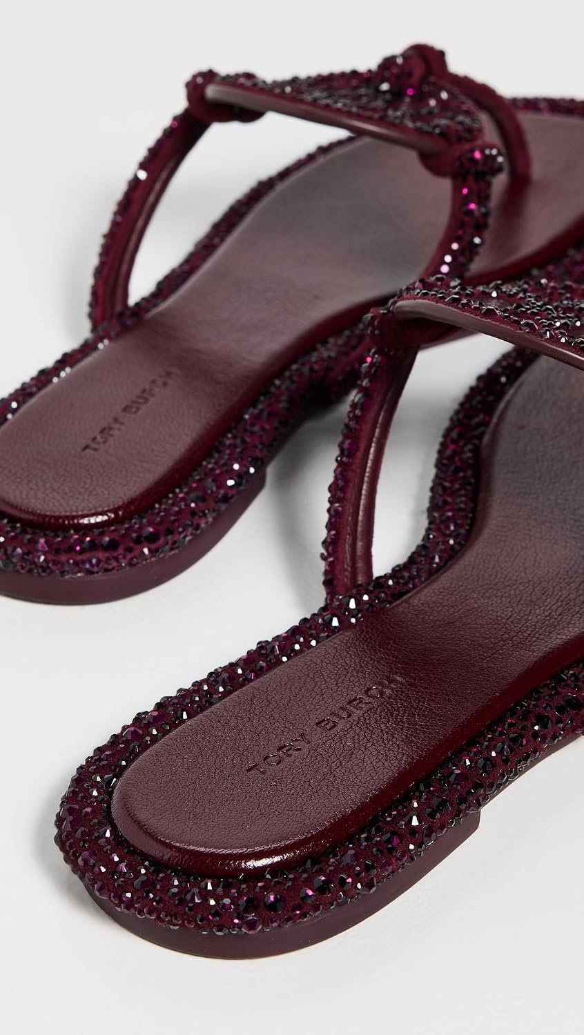 image:imageTory Burch Womens Miller Knotted Pave SandalsDark CarmineBurgundy