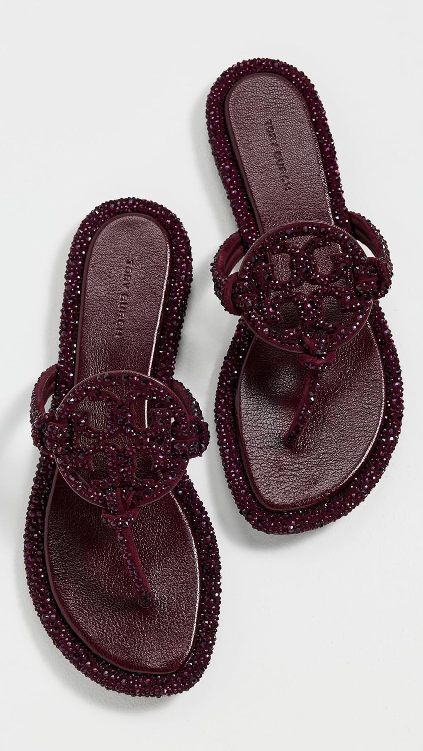 image:imageTory Burch Womens Miller Knotted Pave SandalsDark CarmineBurgundy