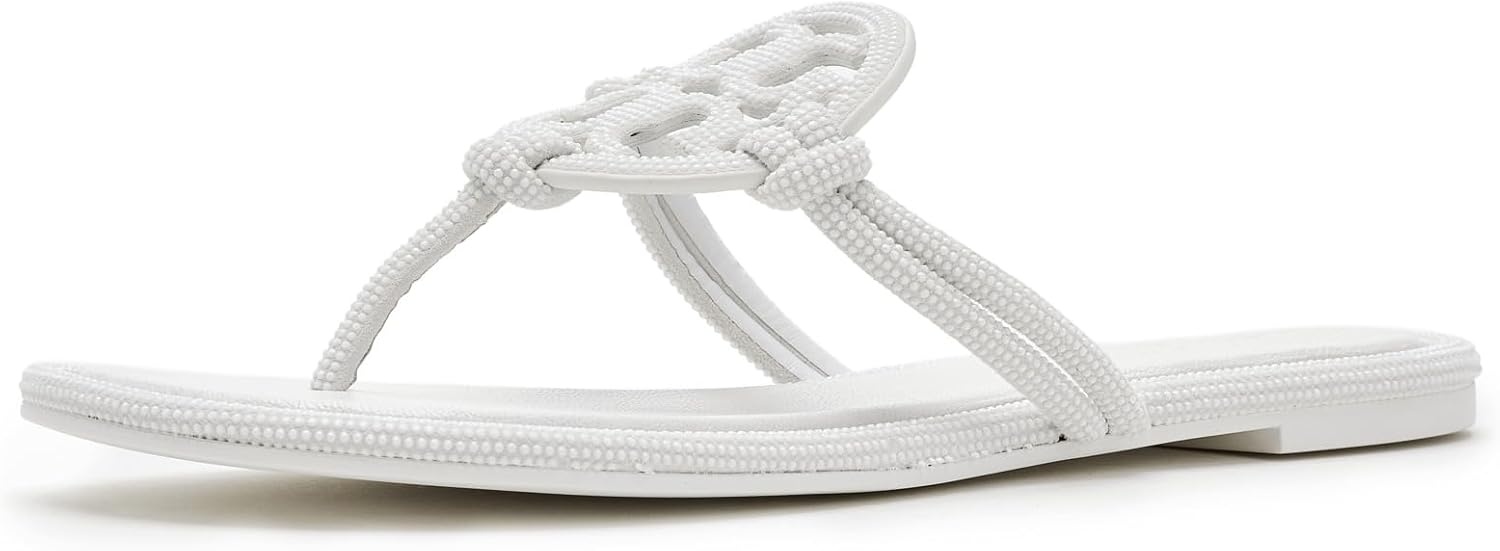 image:imageTory Burch Womens Miller Knotted Pave SandalsOptical White