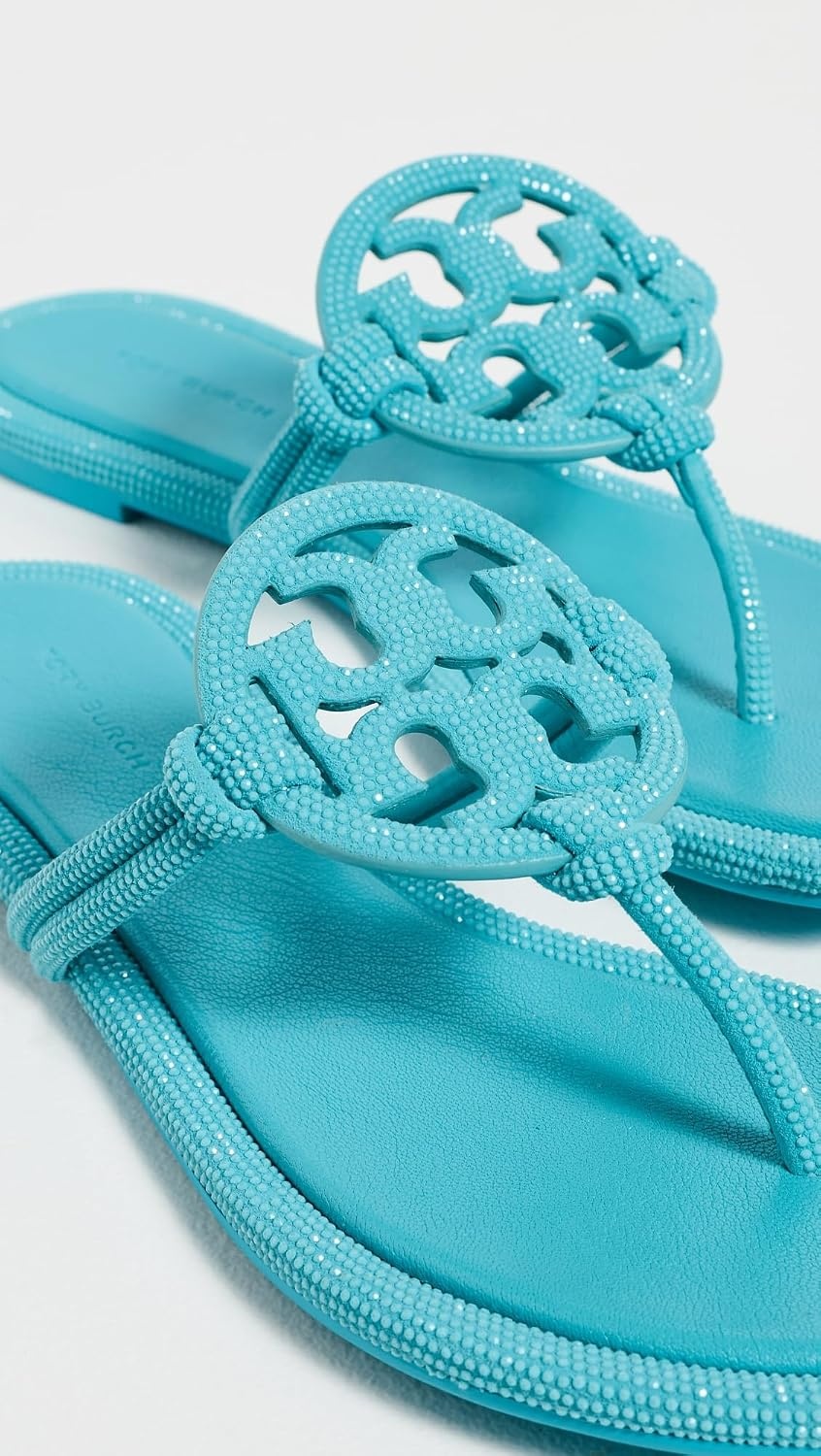 image:imageTory Burch Womens Miller Knotted Pave SandalsSoft Turquoise
