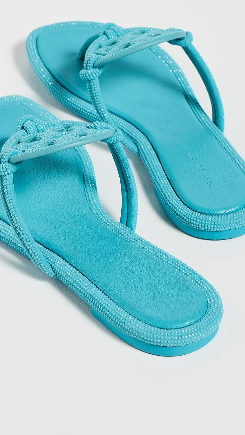 image:imageTory Burch Womens Miller Knotted Pave SandalsSoft Turquoise