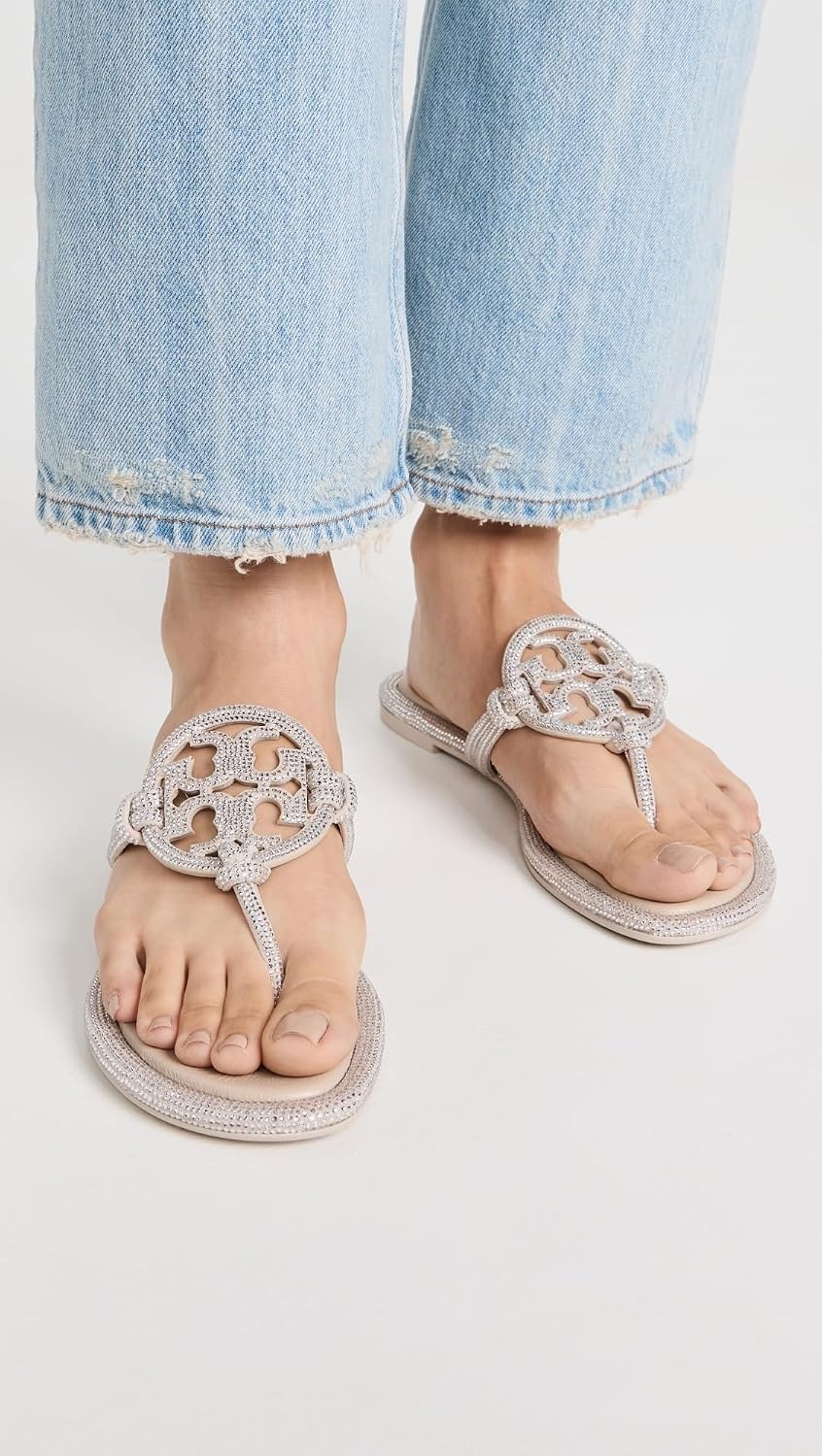 image:imageTory Burch Womens Miller Knotted Pave SandalsStone Gray