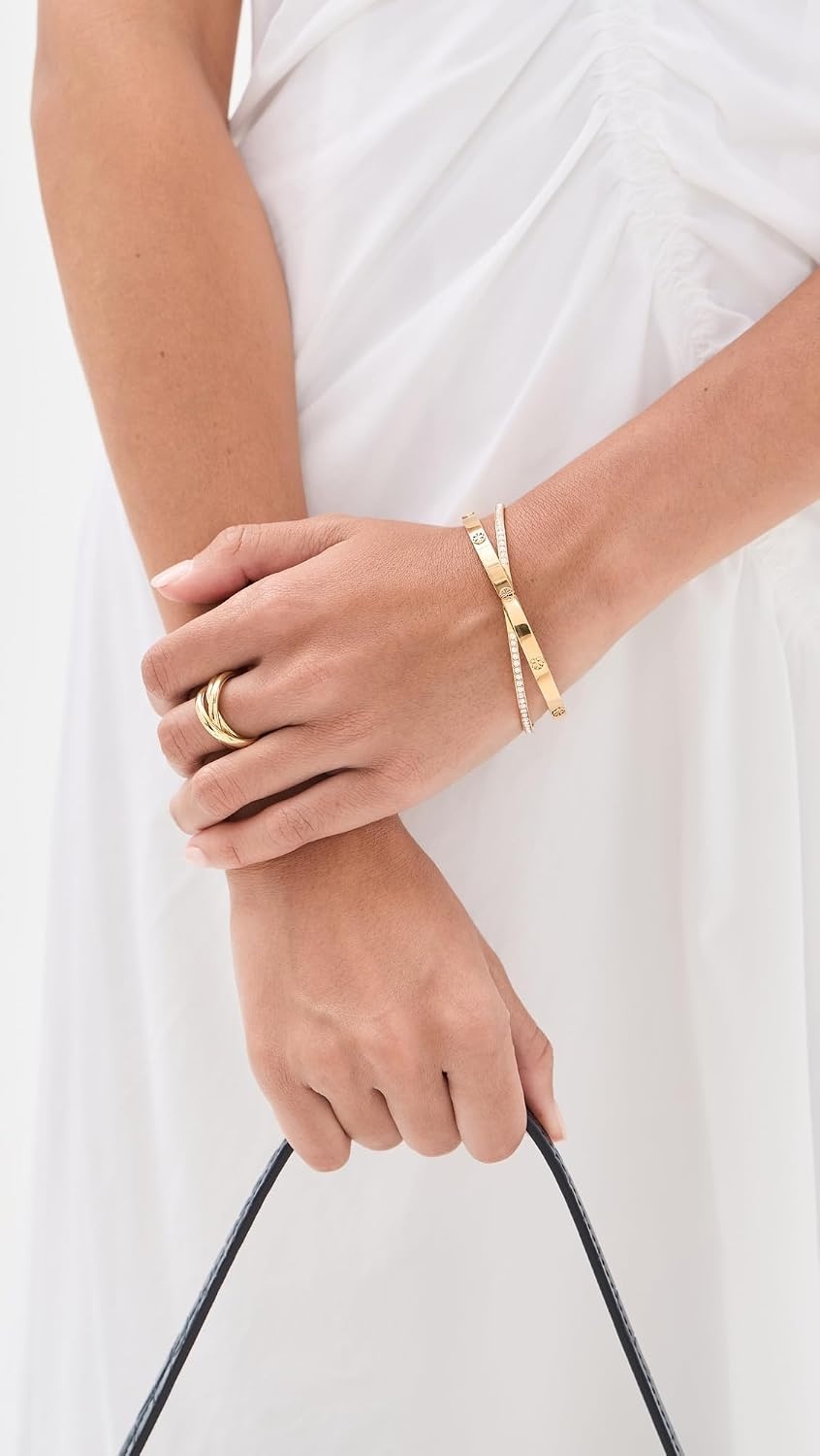 image:imageTory Burch Womens Miller Small Crisscross BangleTory Gold Crystal