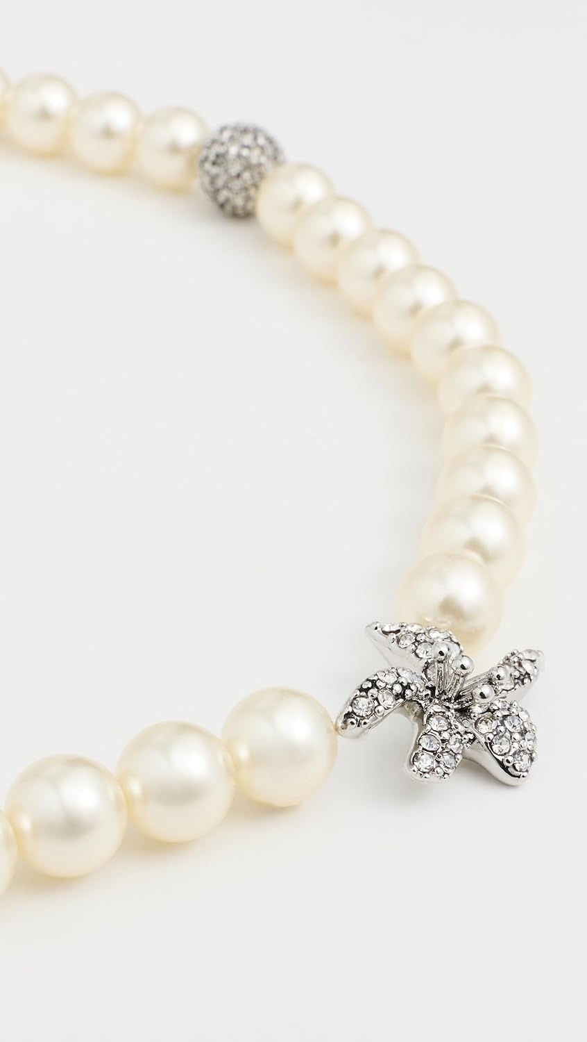 image:imageTory Burch Womens Moondance Pave Flower Pearl NecklaceTory Silver Pearl Crystal