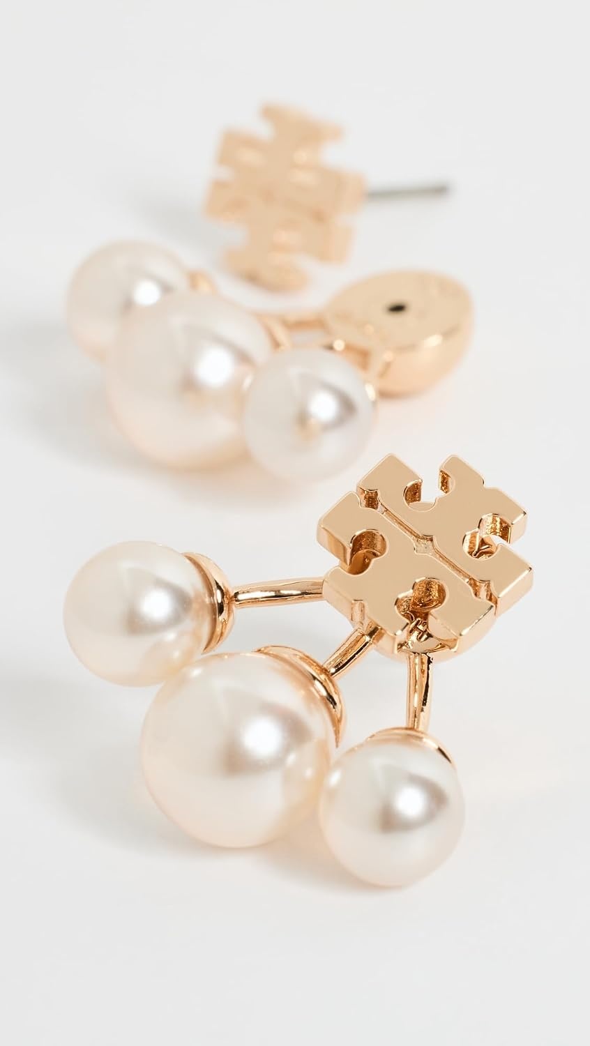 image:imageTory Burch Womens Moondance Pearl FrontBack EarringsTory GoldCream