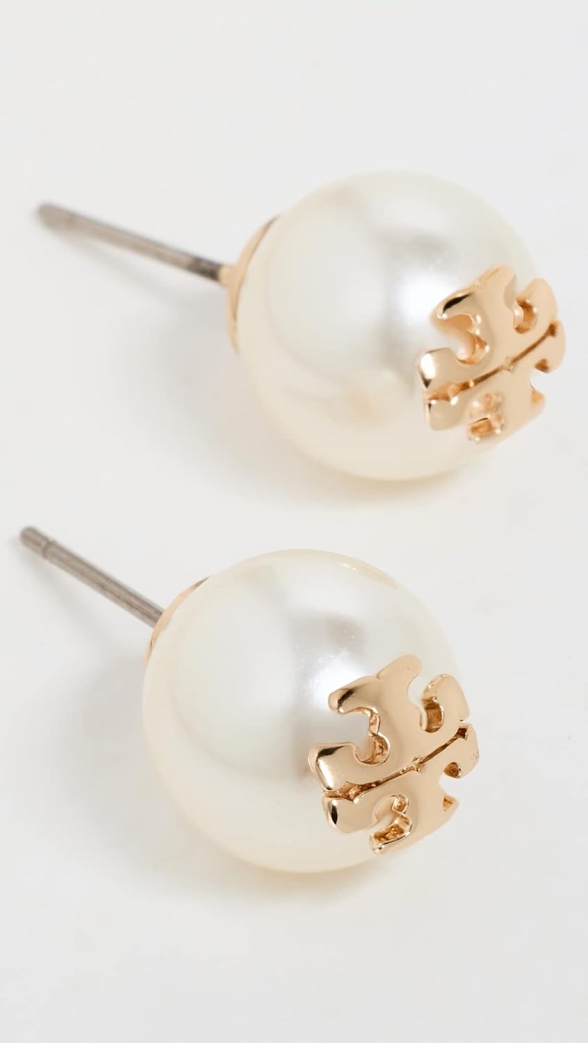 image:imageTory Burch Womens Moondance Pearl Stud EarringsIvoryTory Gold