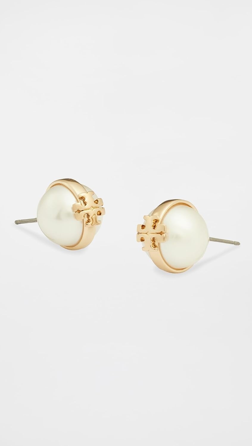 image:imageTory Burch Womens Moondance Pearl Stud EarringsLight BrassPearl