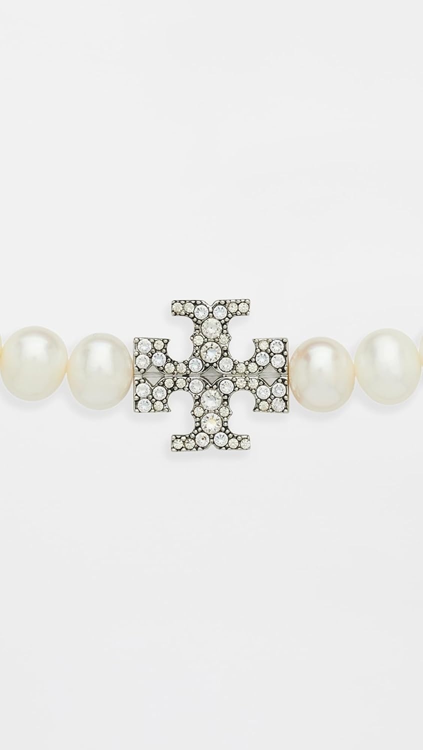 image:imageTory Burch Womens Moondance Pearl and Pave NecklaceTory Silver Pearl Crystal