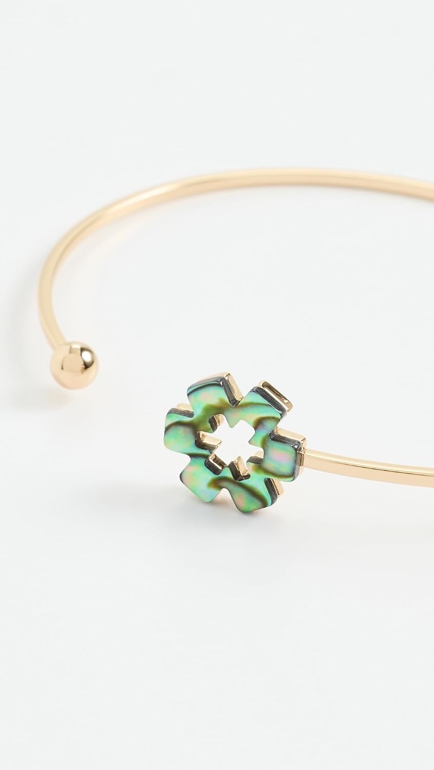 image:imageTory Burch Womens Open Flower CuffTory GoldBlackBrown