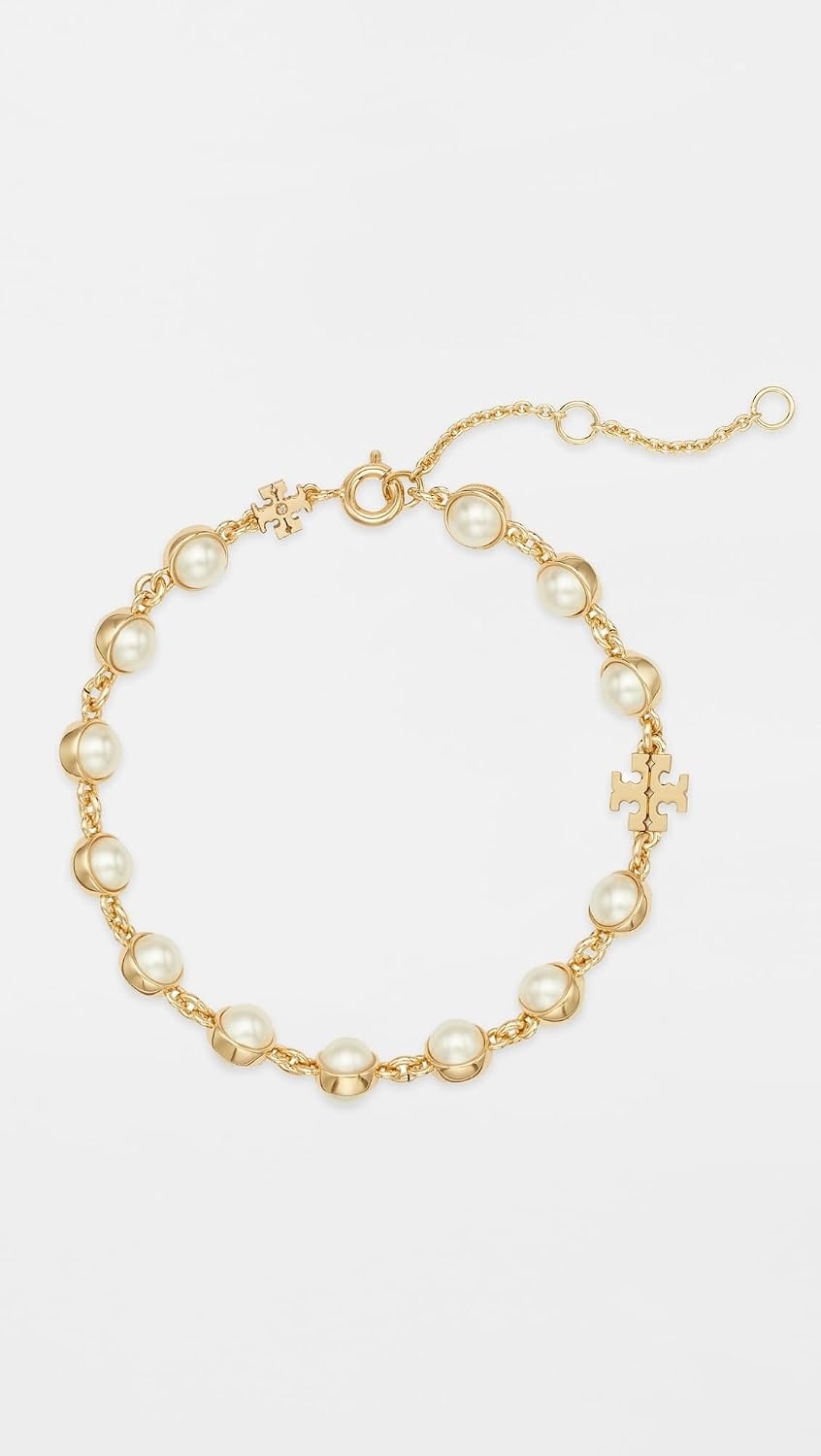 image:imageTory Burch Womens Pearl BraceletLight BrassIvory