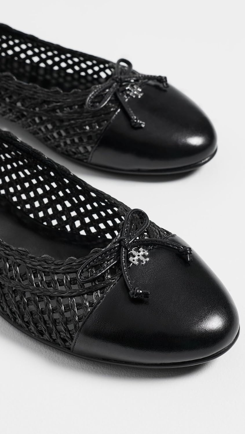 image:imageTory Burch Womens Raffia Ballet FlatsBlackBlack