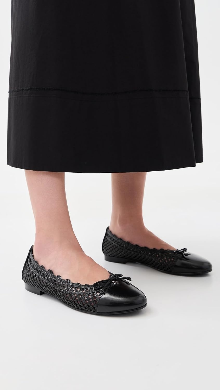 image:imageTory Burch Womens Raffia Ballet FlatsBlackBlack