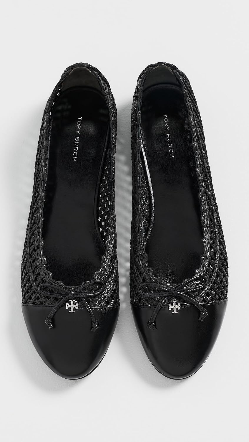 image:imageTory Burch Womens Raffia Ballet FlatsBlackBlack
