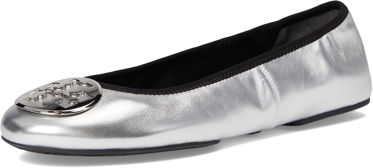 image:imageTory Burch Womens Reva Travel Ballet FlatsSilver