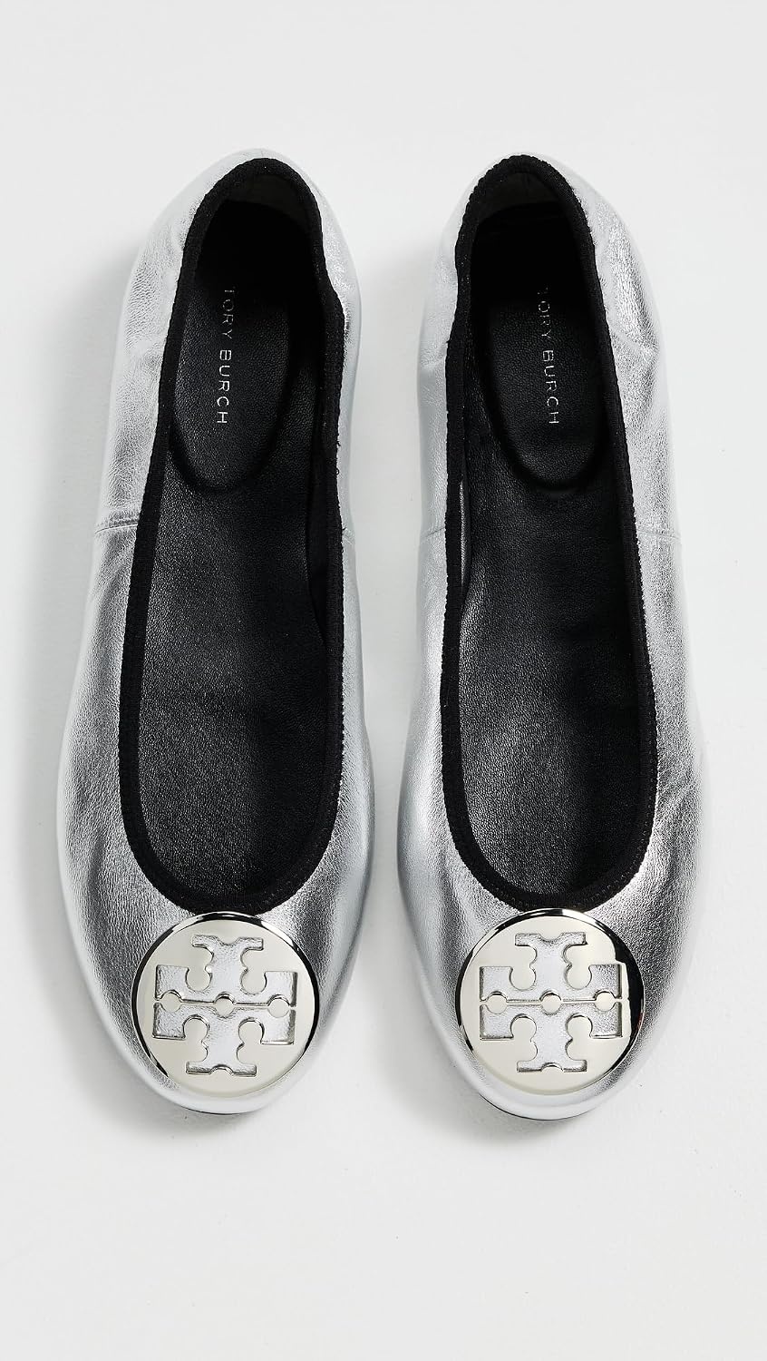 image:imageTory Burch Womens Reva Travel Ballet FlatsSilver