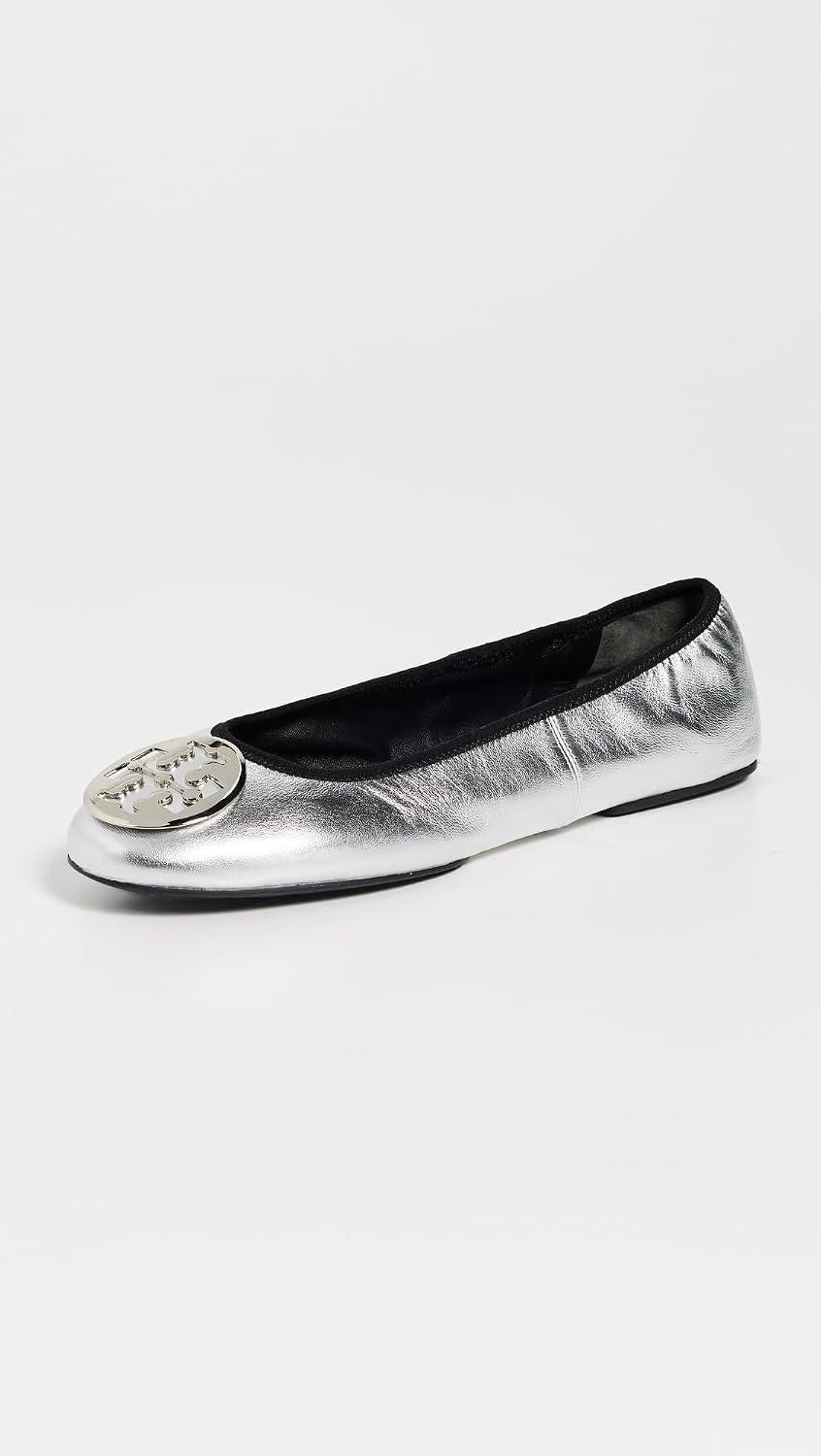 image:imageTory Burch Womens Reva Travel Ballet FlatsSilver