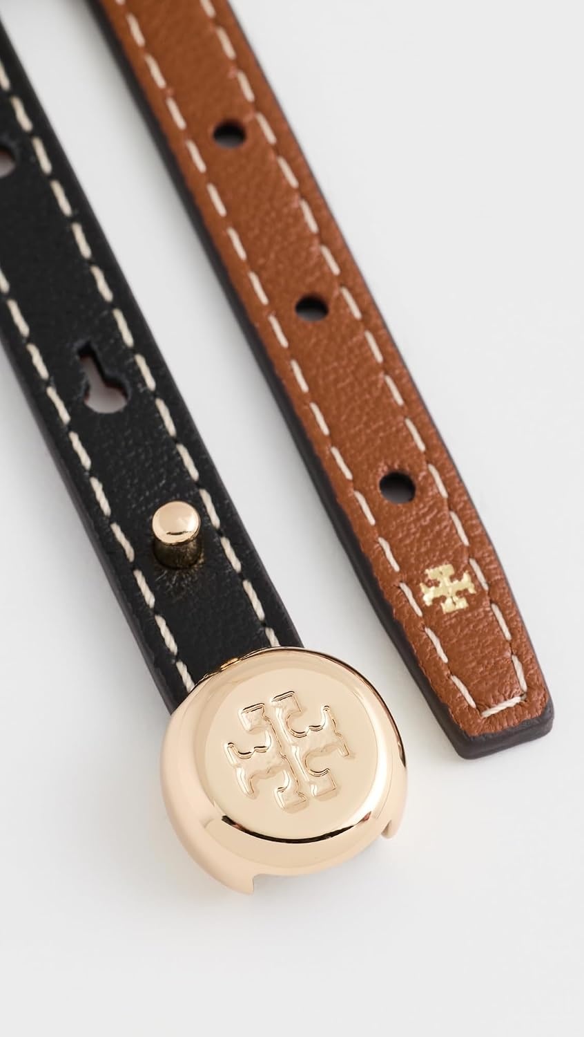 image:imageTory Burch Womens Romy Leather BraceletLight BrassBlack