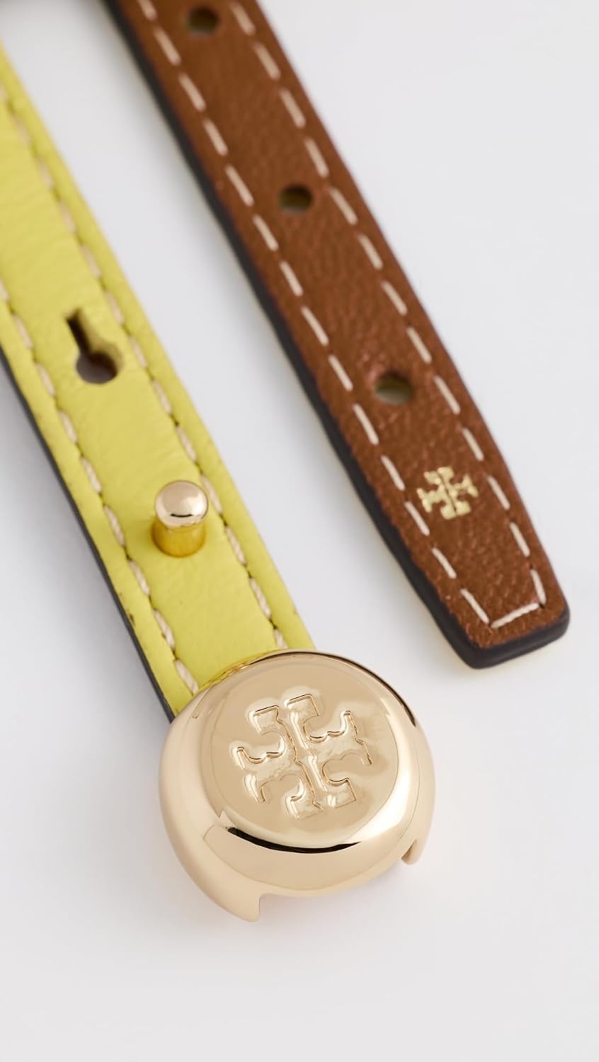 image:imageTory Burch Womens Romy Leather BraceletLight BrassCalendula