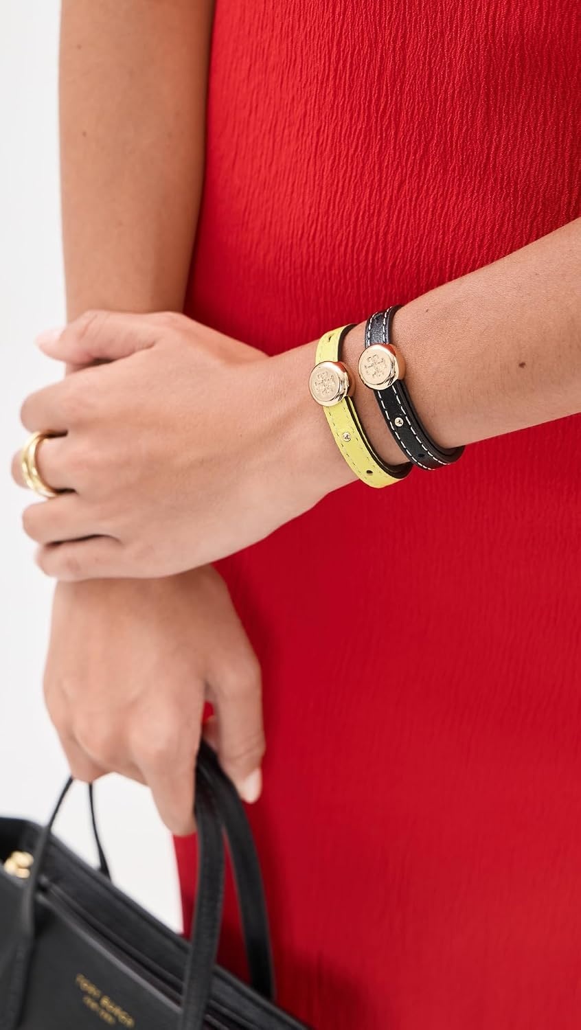 image:imageTory Burch Womens Romy Leather BraceletLight BrassCalendula