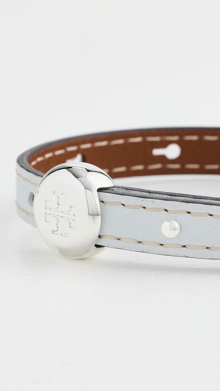 image:imageTory Burch Womens Romy Leather BraceletLight SilverButterfly Blue