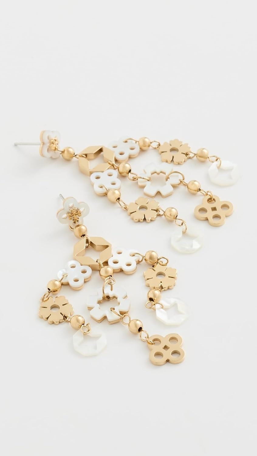 image:imageTory Burch Womens Small Forget Me Not Chandelier EarringsTory Gold Mother of Pearl